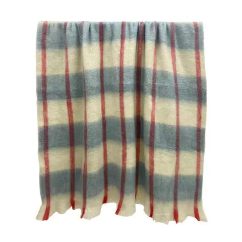 Haven & Space Berry THROW Blue Sheena Wool Blend Throw