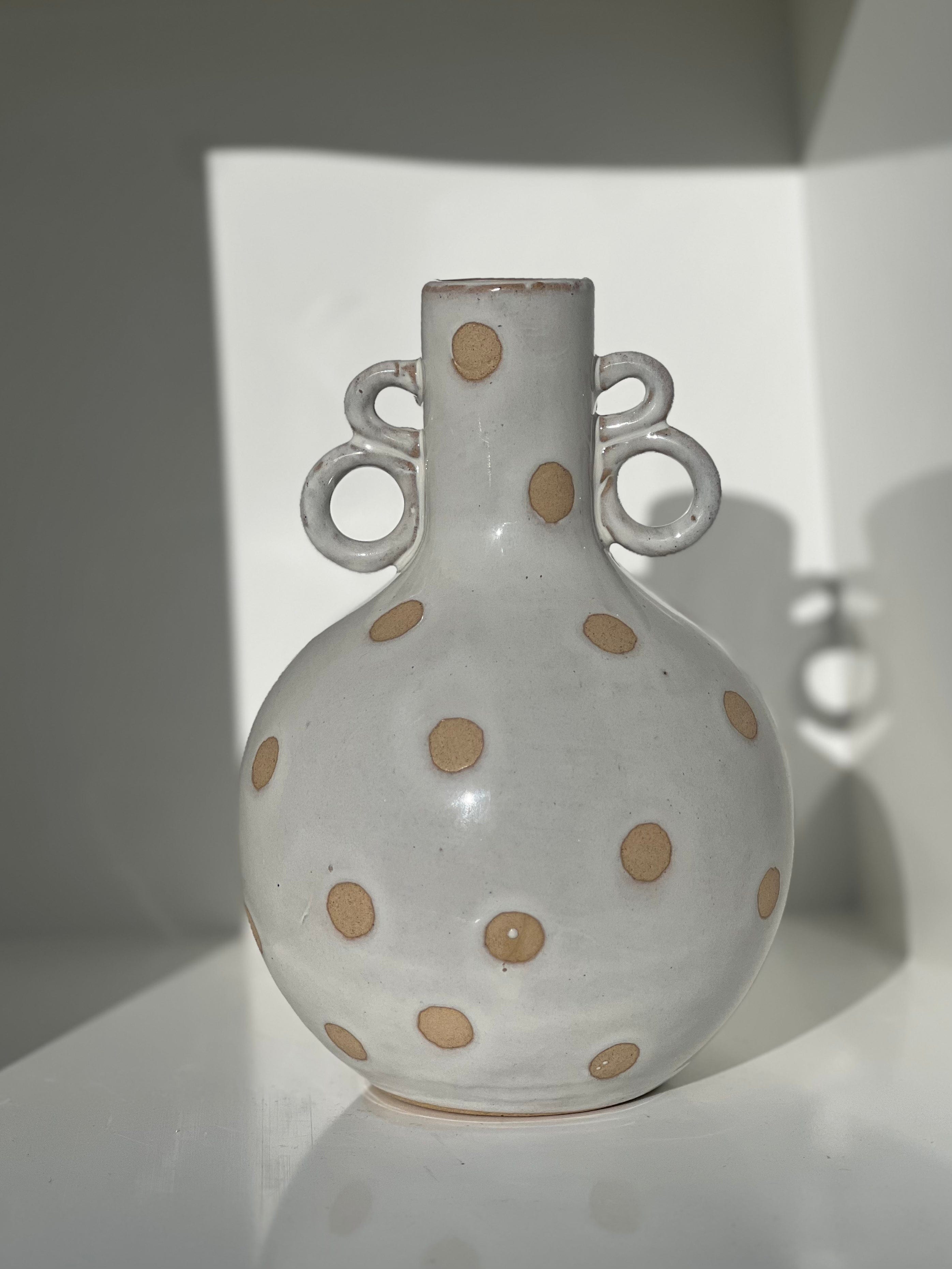 Haven & Space Berry VASES Dot Ceramic Vase 13x19cm White