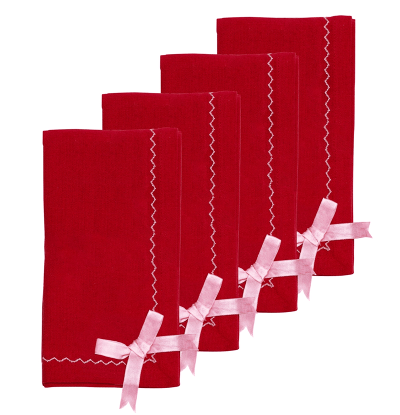 Haven & Space Berry XMAS Night Before Christmas S/4 Fabric Napkin