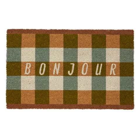 Haven & Space Berry OUTDOOR 50x80CM / Green/Ivory Bonjour PVC Back Coir Mat