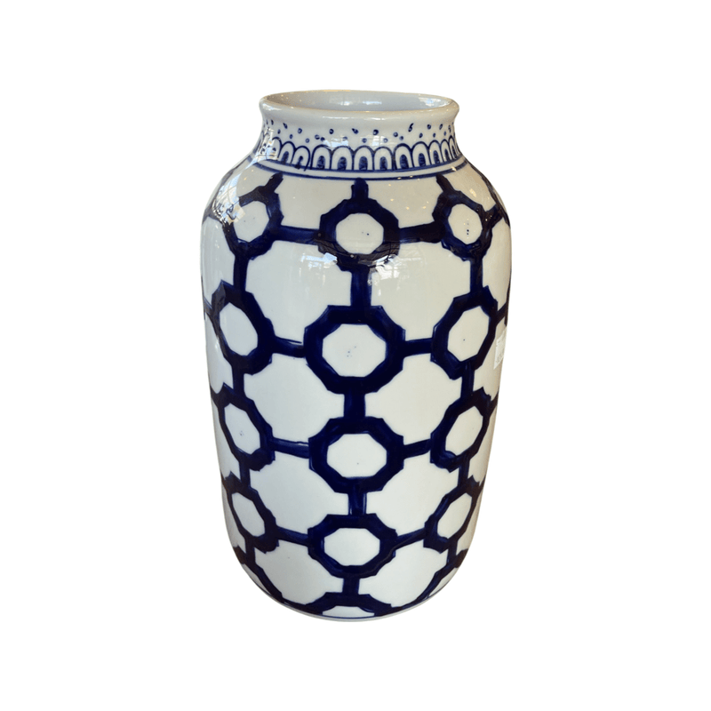 Haven & Space Berry Blue And White Kelly Vase