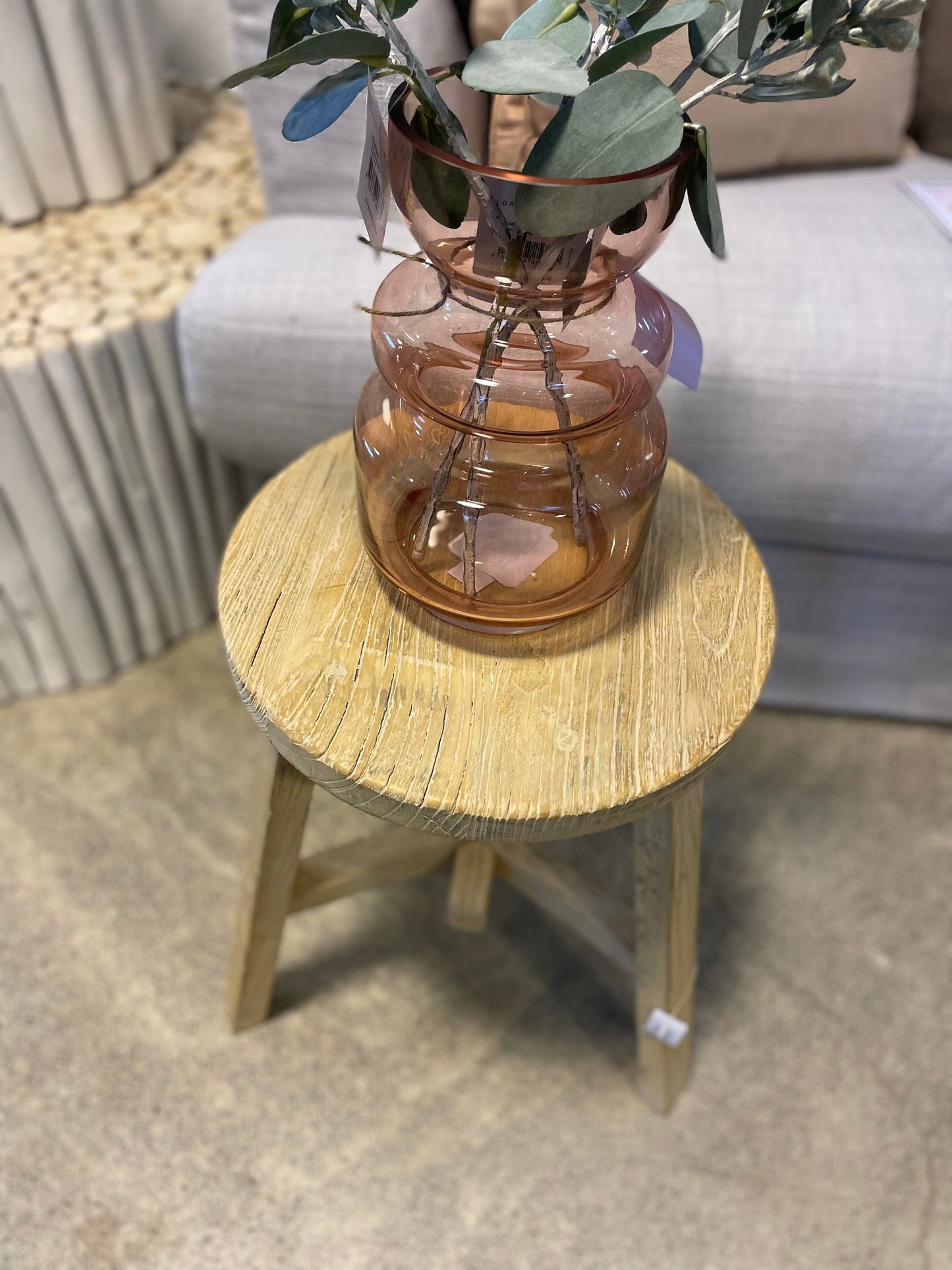 Haven & Space Berry Round Rustic Stool