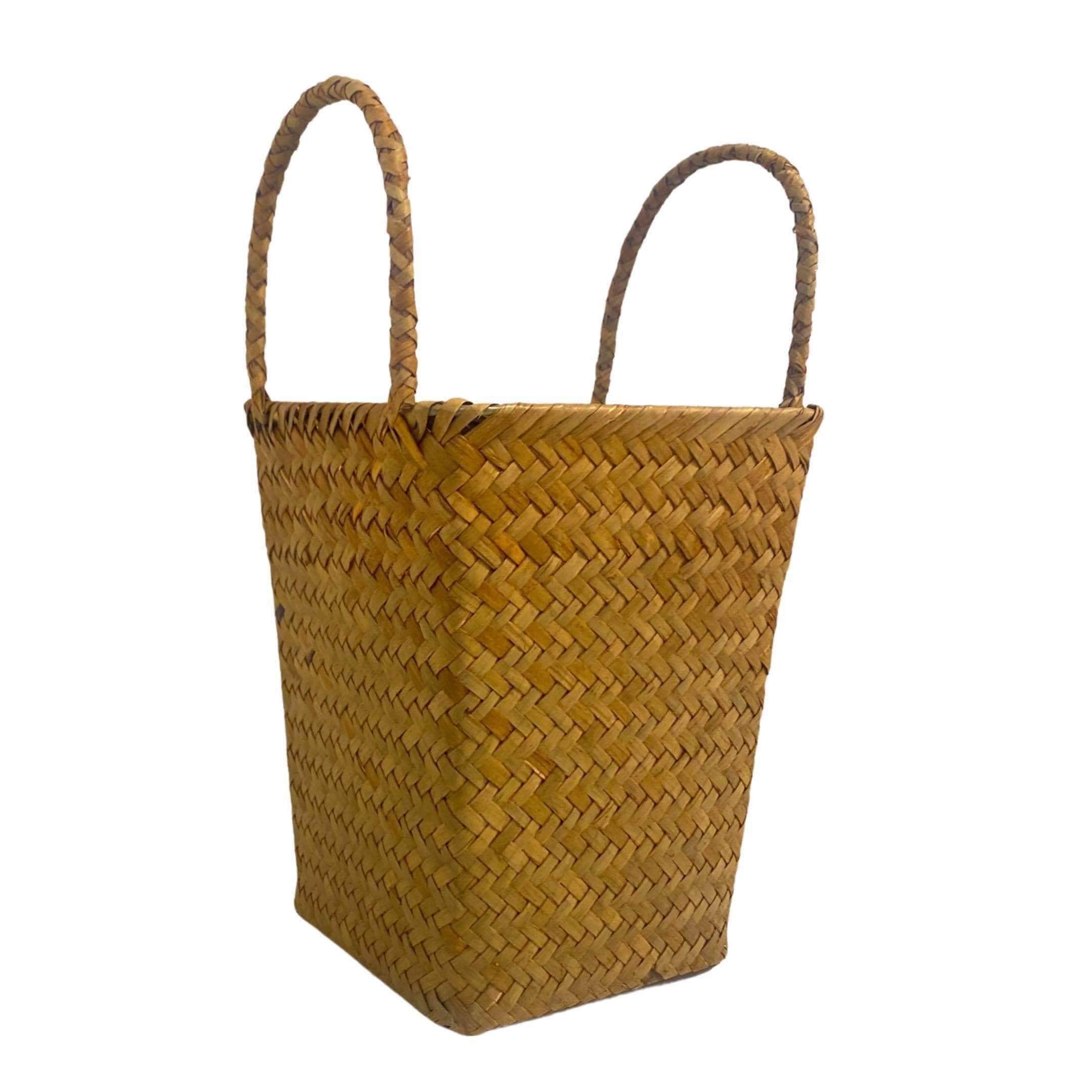 Haven & Space Berry Tall Grass Basket with Handles