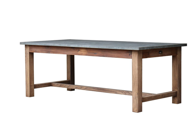 Haven & Space Berry Zinc Topped Dining Table with Drawers